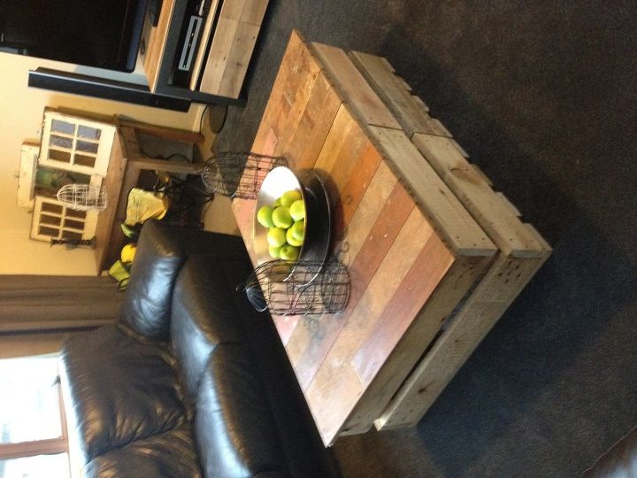 diy modern rustic inspired living room, home decor, living room ideas, painted furniture, rustic furniture, coffee table made of two pallet crates