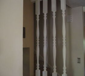 stair spindles and gallery wall, painting, stairs, Before