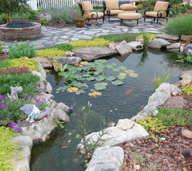 pond, gardening, outdoor living, ponds water features, One year later July 2011 My husband did all the flagstone walkways and patio Also a nice little firepit I did the landscaping