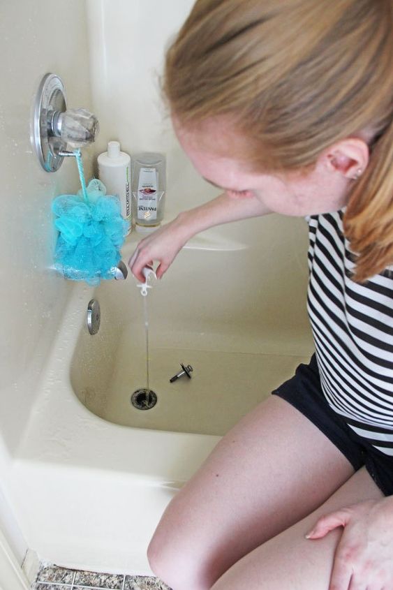 no more clogged showers, bathroom ideas, cleaning tips, plumbing