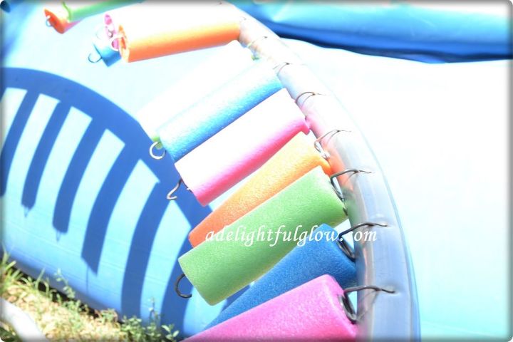 covering trampoline springs with pool noodles, how to, outdoor furniture, outdoor living