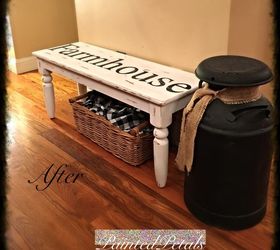 painted farmhouse bench, painted furniture
