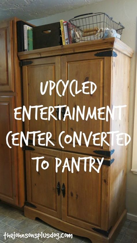 upcycled entertainment center converted to pantry, closet, diy, kitchen cabinets, repurposing upcycling, storage ideas