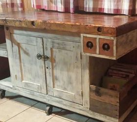 old workbench makeover, countertops, kitchen design, kitchen island, painted furniture, repurposing upcycling