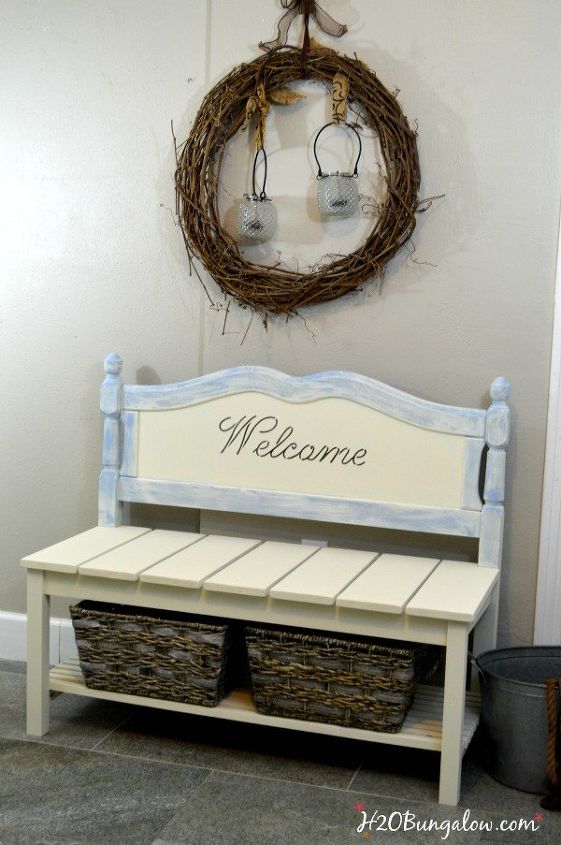 diy twin headboard bench with storage, outdoor furniture, repurposing upcycling, storage ideas, woodworking projects