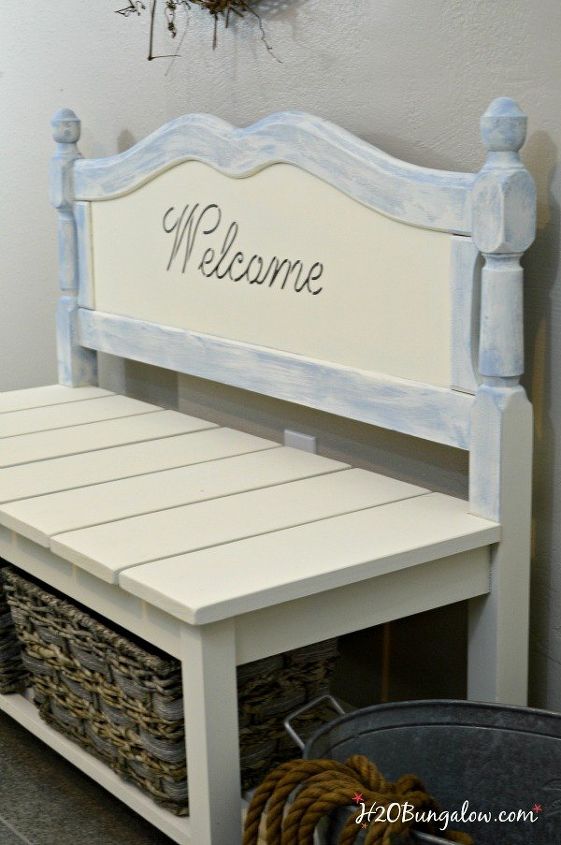 diy twin headboard bench with storage, outdoor furniture, repurposing upcycling, storage ideas, woodworking projects