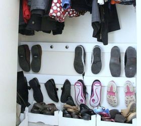 s 16 brilliant ways to squeeze much more into your closet, closet, organizing, storage ideas, Use cabinet knobs to store shoes on the wall