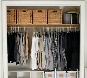 s 16 brilliant ways to squeeze much more into your closet, closet, organizing, storage ideas, Buy matching baskets for shelf stowage