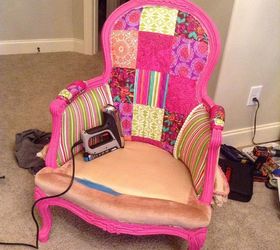 diy upholstery chair first time, how to, painted furniture, reupholster