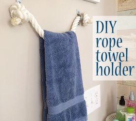 diy rope towel holder, bathroom ideas, diy, organizing