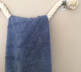 diy rope towel holder, bathroom ideas, diy, organizing