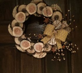 how to make a winter wreath from wood slices, crafts, seasonal holiday decor, wreaths, Front door wreath
