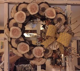 how to make a winter wreath from wood slices, crafts, seasonal holiday decor, wreaths, Mirror over fireplace