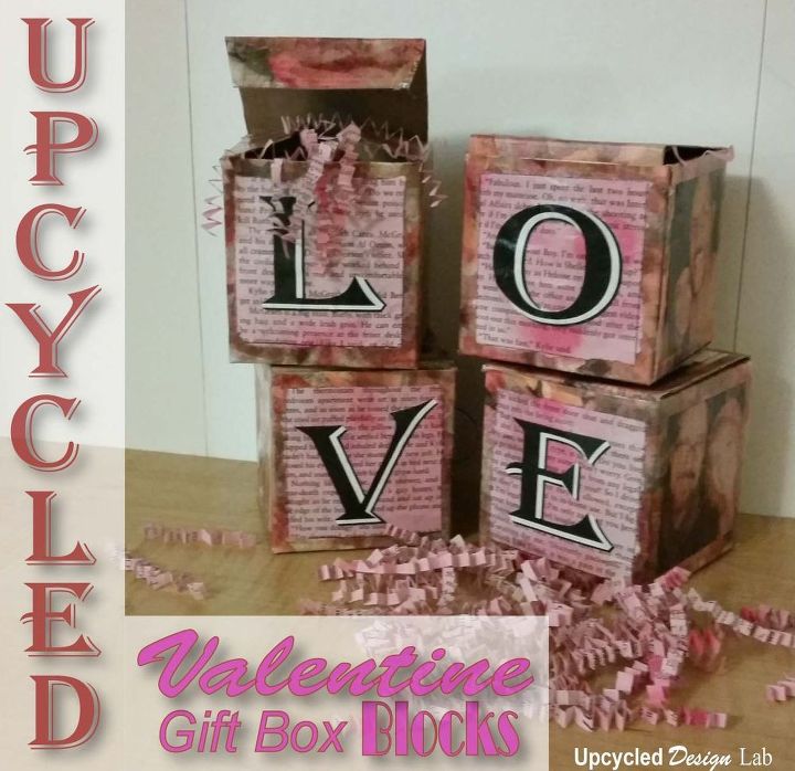 caixas de presente do bloco love do dia dos namorados recicladas