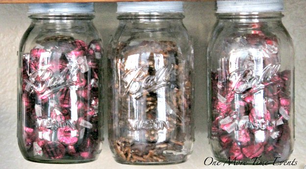 mason jar floating valentine candy station, mason jars, seasonal holiday decor, valentines day ideas