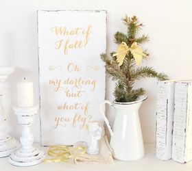 diy shabby gold wood sign what if i fall free printable, crafts, shabby chic, wall decor