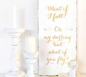 diy shabby gold wood sign what if i fall free printable, crafts, shabby chic, wall decor