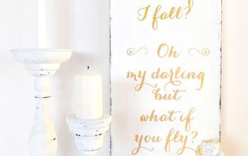 DIY Shabby Gold Wood Sign ''What If I Fall?" & Free Printable