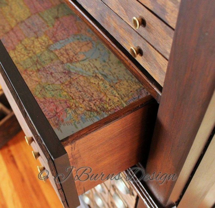 diy faux printers map cabinet, diy, painted furniture, painting wood furniture, woodworking projects