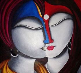 spiritual fusion radha krishna painting, crafts