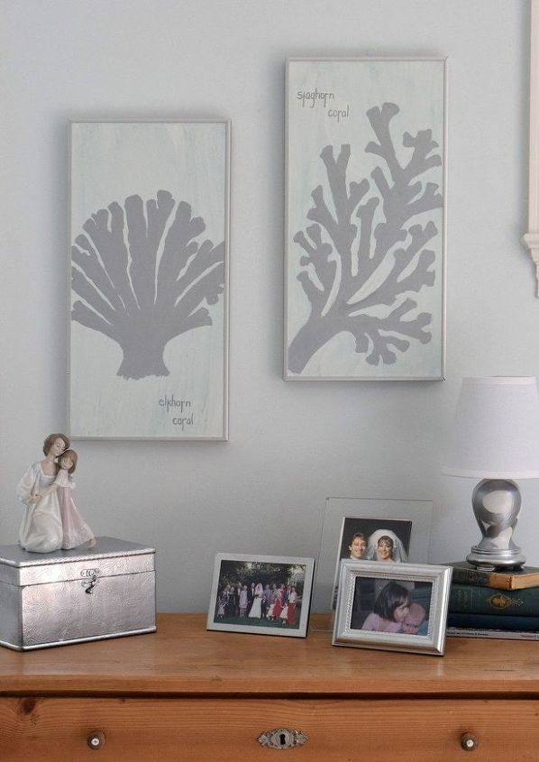 diy silver metallic coral painting, crafts, wall decor