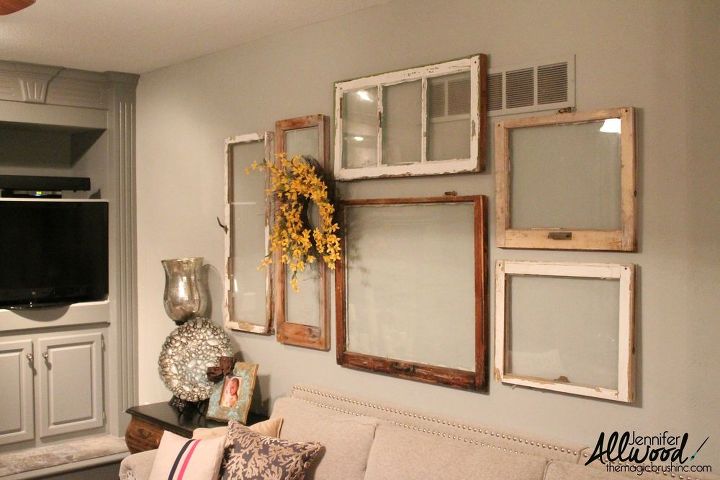 my gallery wall of old windows, repurposing upcycling, wall decor, windows