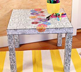 ikea hack with adult coloring books, craft rooms, crafts, decoupage, diy, painted furniture