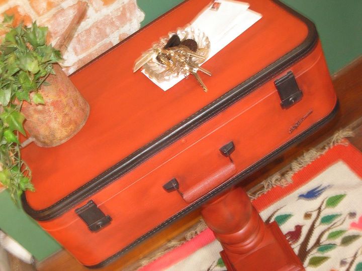 what a great way to use those old outdated suitcases, painted furniture, repurposing upcycling, shelving ideas