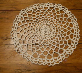 create cement lace using doilies and other crochet items, concrete masonry, container gardening, crafts, gardening, how to, Crochet doily