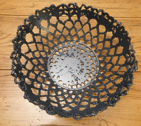create cement lace using doilies and other crochet items, concrete masonry, container gardening, crafts, gardening, how to, Cement bowl using a crochet doily