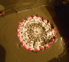 create cement lace using doilies and other crochet items, concrete masonry, container gardening, crafts, gardening, how to
