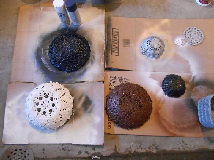 create cement lace using doilies and other crochet items, concrete masonry, container gardening, crafts, gardening, how to