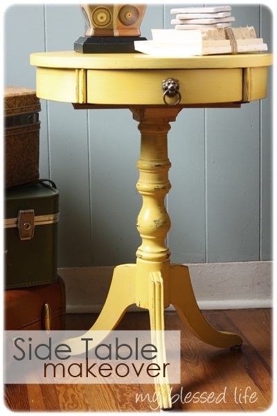 lovely side table makeover, home decor, painted furniture, Round Side Table Makeover with chalk clay paint