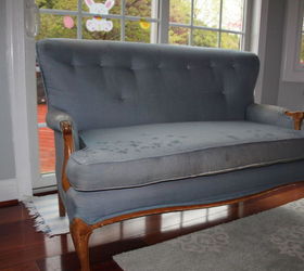 furniture makeover settee reupholster entryway, painted furniture, reupholster
