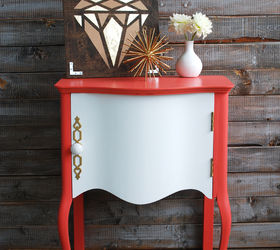 painted furniture coral white funky side table, painted furniture