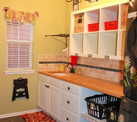 bright and cheery laundry room, home decor, laundry rooms, shelving ideas, Finally got all the finishing touches finished in our laundry mudroom