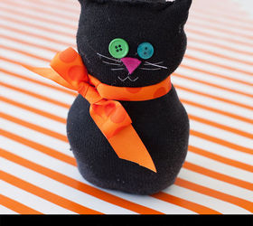 halloween decorations craft black cat sock, crafts, seasonal holiday decor