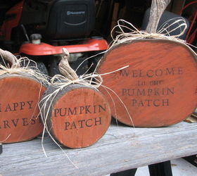 halloween decoration firewood pumpkins craft, crafts, halloween decorations, repurposing upcycling, seasonal holiday decor, woodworking projects