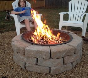backyard fire pit build inexpensive, concrete masonry, diy, outdoor living