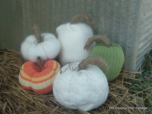 no sew sweater pumpkins, crafts, My entire grouping of sweater pumpkins from white to colorful
