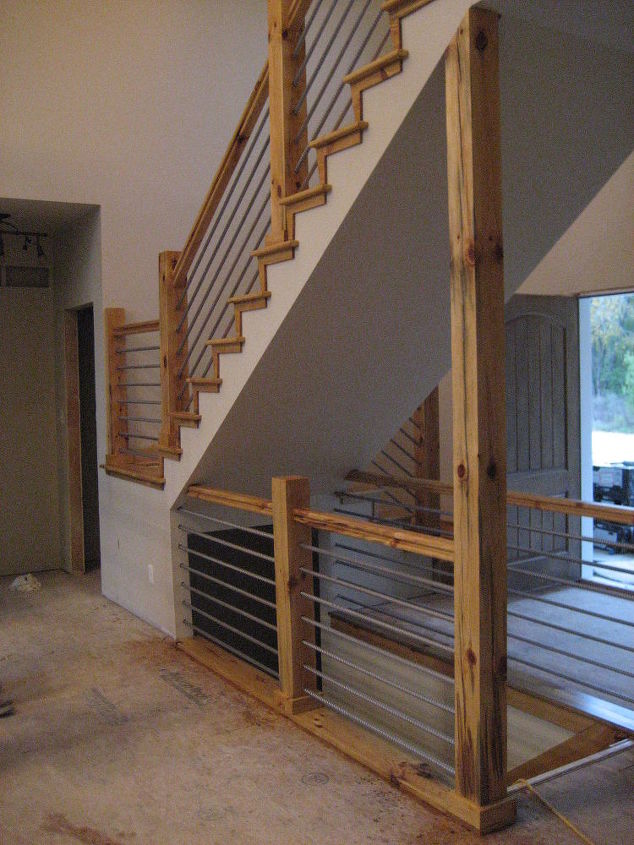 woodworking home cable rail staircase, diy, stairs, woodworking projects