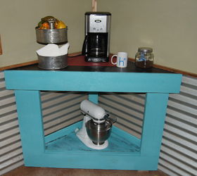 pallets turned into corner coffee station, home decor, painted furniture, pallet