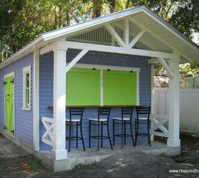 custom snack shack shed, doors, outdoor living, Custom snack bar area with awning shutters closed