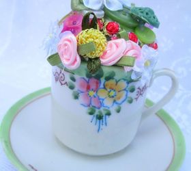 upcyle old teacup to make a vintage pincushion how to, crafts, repurposing upcycling, Pincushion Teacup pretty and useful too