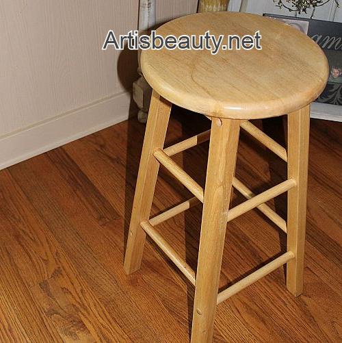 dumpster dive bar stool turned shabby french stand
