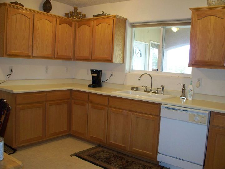 kitchen redo with paint plaster and stencil, countertops, flooring, home decor, kitchen design, Kitchen Before