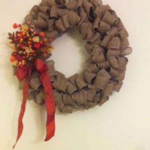 making my fall burlap wreath a christmas burlap wreath, christmas decorations, crafts, seasonal holiday decor, wreaths