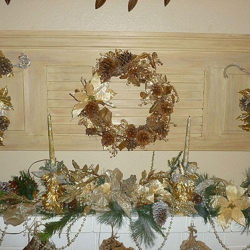 palm leaf letters and christmas mantle, crafts, seasonal holiday decor, wreaths