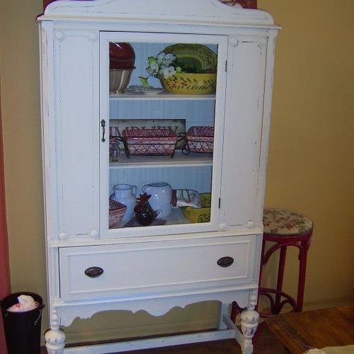 painted hutch, painted furniture, After satin finish paint