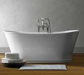 cozy amp warm tub trends, bathroom ideas, home decor, Soaking Tubs Are The 1 Trend in Tubs This Piedmont Pedestal Soaking Tub by Restoration Hardware boasts Tub Fill with Handheld Shower